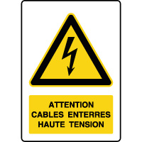 Panneau de danger vertical cables enterrs haute tension